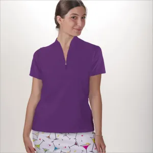 PURPLE POLO QUARTER ZIP TOP