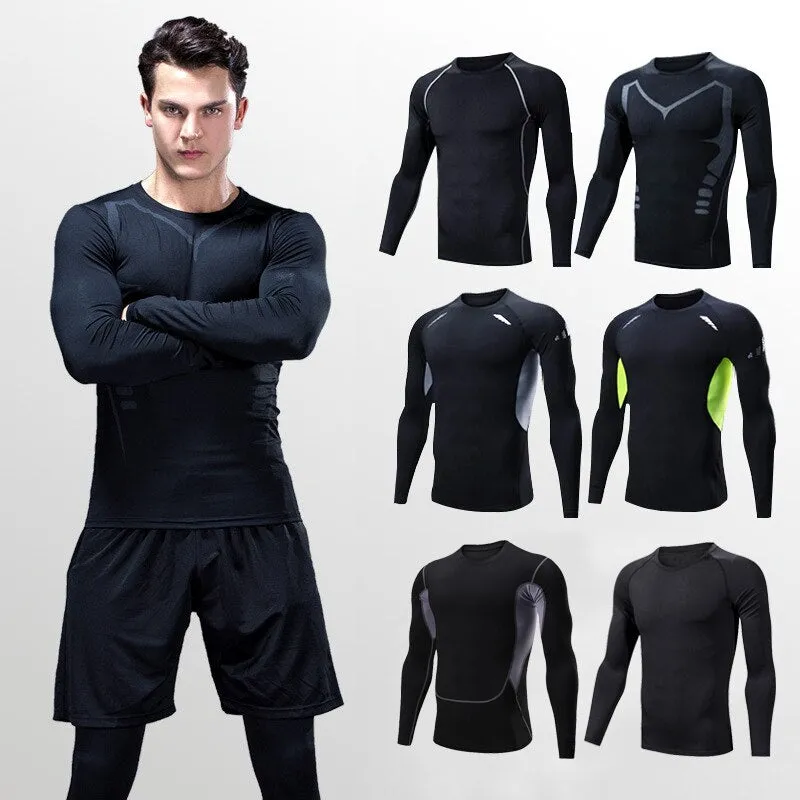 Quick Dry Men Running Compression T Shirt Fitness Tops Breathable Gym Sport Clothing Male Golf Sweatshirt Outdoor Workout