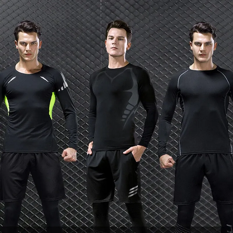 Quick Dry Men Running Compression T Shirt Fitness Tops Breathable Gym Sport Clothing Male Golf Sweatshirt Outdoor Workout