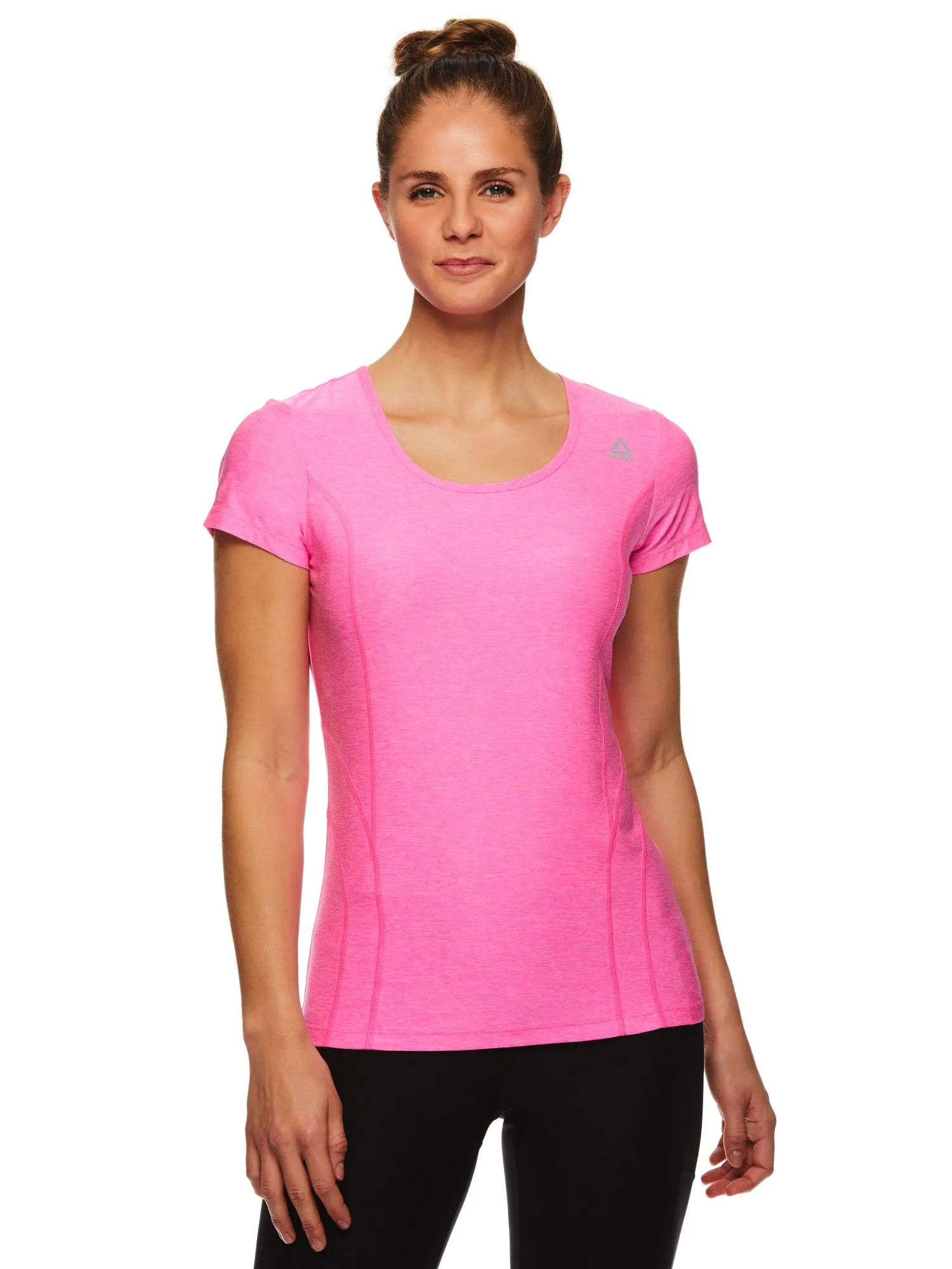 Reebok Women's Fitted Performance Reverse Marled Jersey T-Shirt