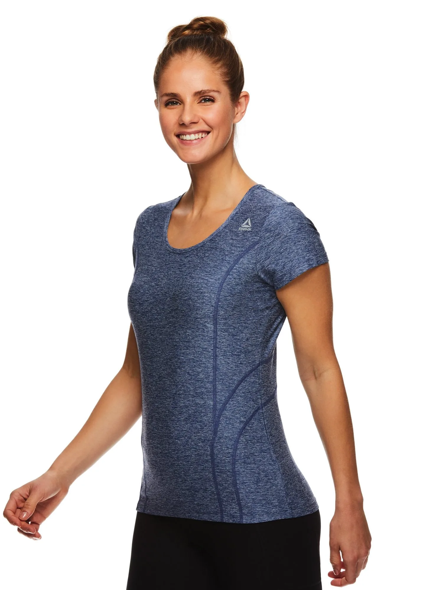 Reebok Women's Fitted Performance Reverse Marled Jersey T-Shirt