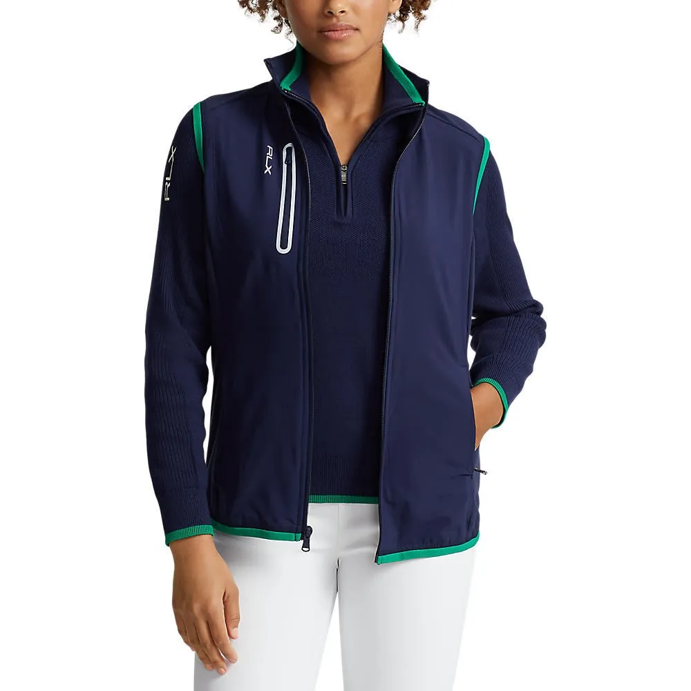 RLX Ralph Lauren Women's Tech Terry Full Zip Golf Vest - French Navy/Cruise Green