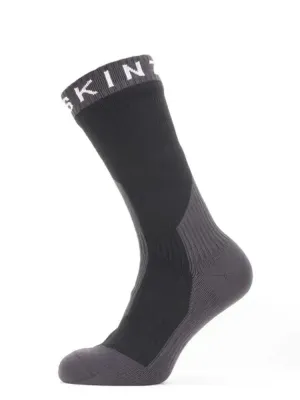 SEALSKINZ Starston Socks - Waterproof Extreme Cold Weather Mid Length Sock - Black & Grey