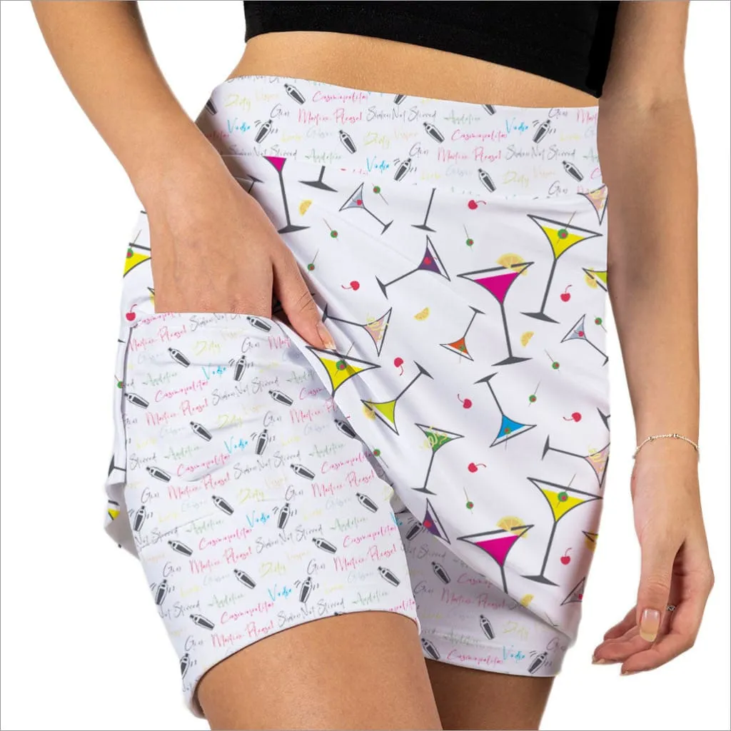 SHAKEN NOT STIRRED MARTINI PRINT SKORT