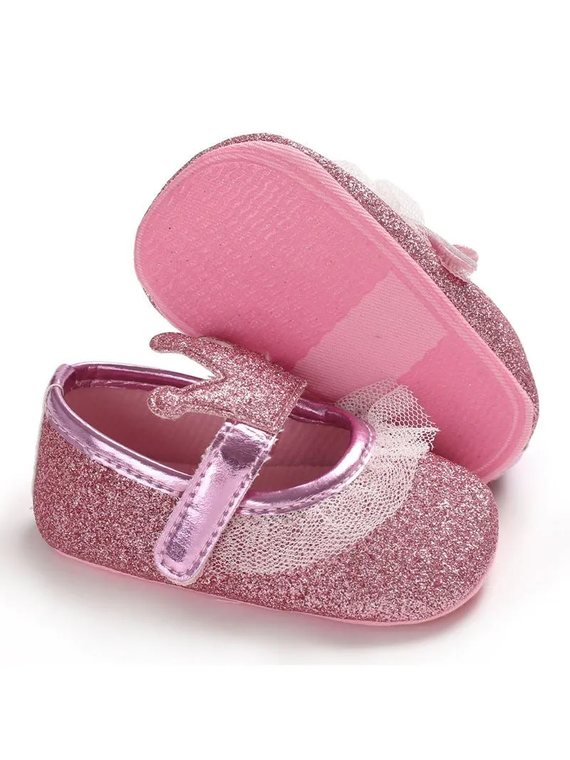 Shimmering Powder Crown Trim Sandals Pre Walking Princess Shoes