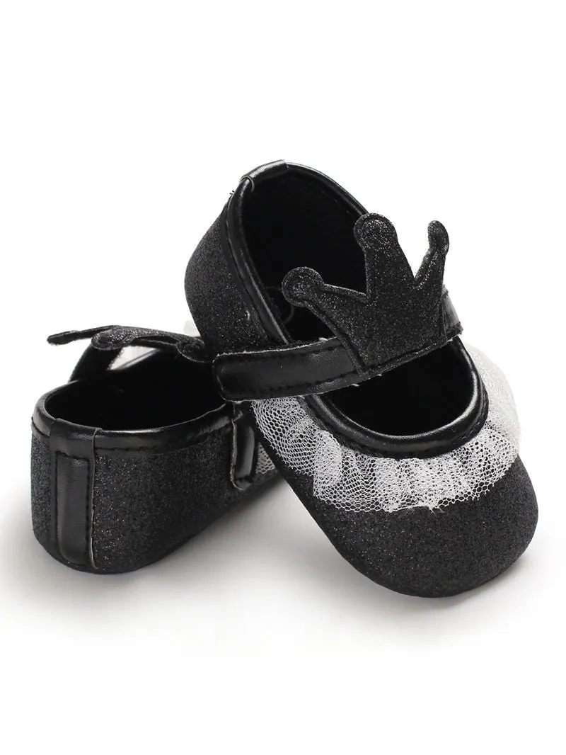 Shimmering Powder Crown Trim Sandals Pre Walking Princess Shoes