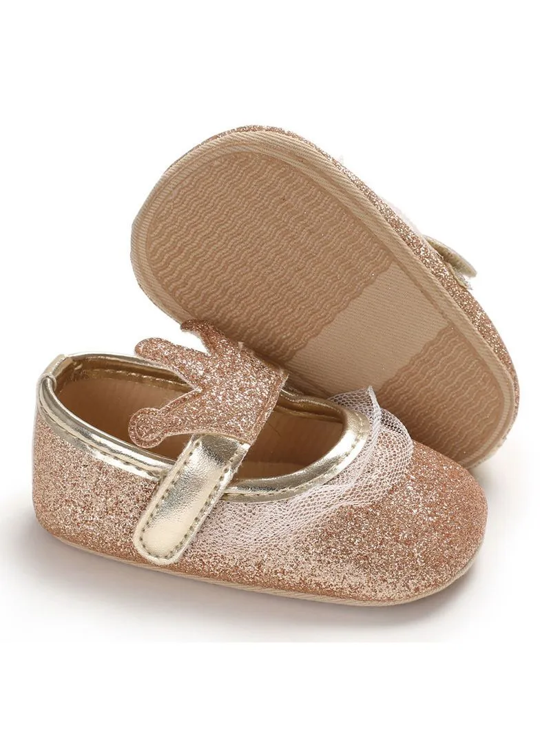 Shimmering Powder Crown Trim Sandals Pre Walking Princess Shoes