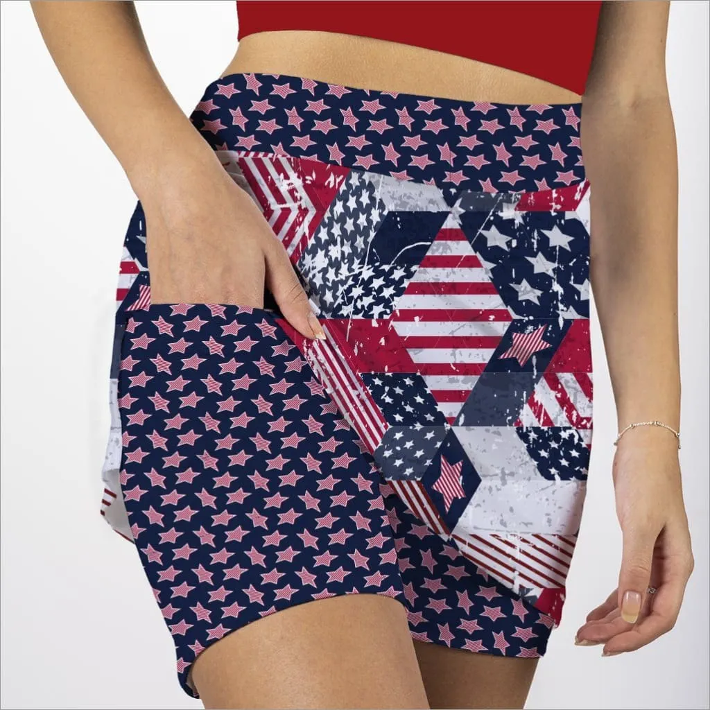 SPANGLED PATRIOTIC GOLF SKORT