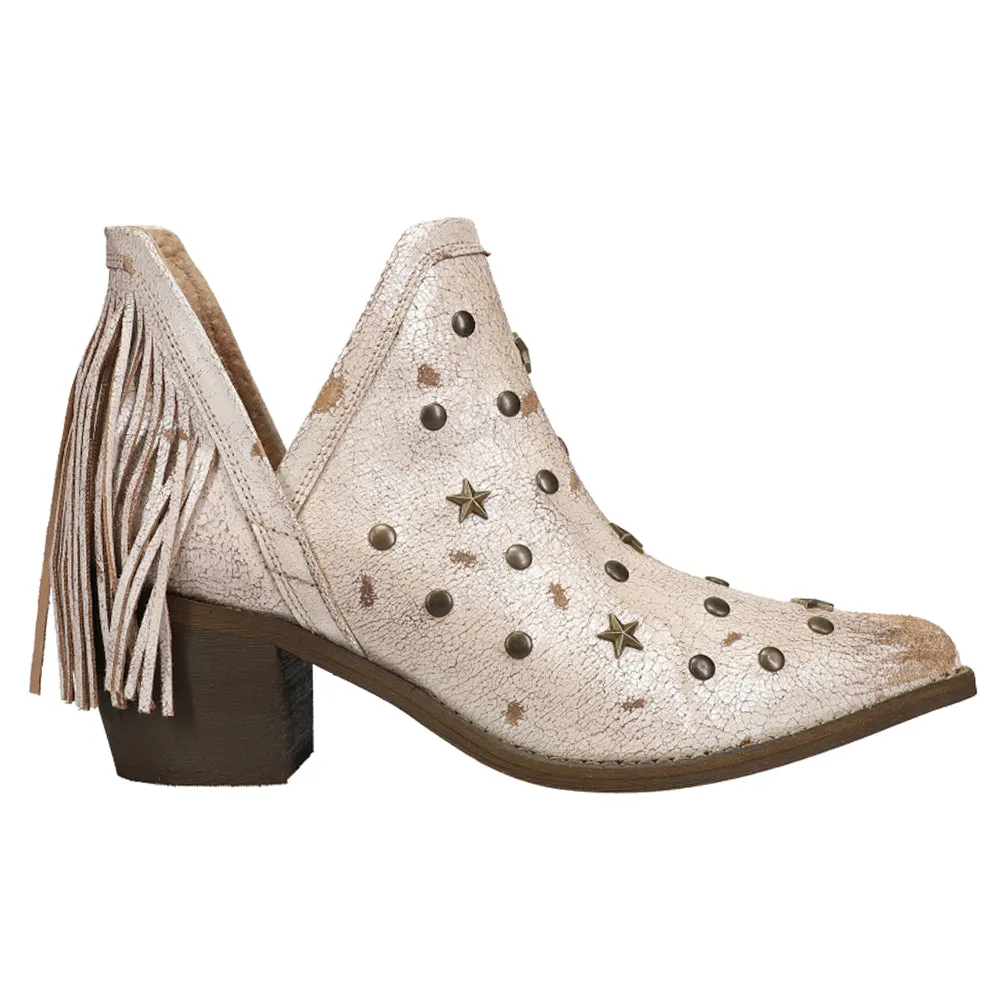 Studs & Fringe Pointed Toe Cowboy Booties