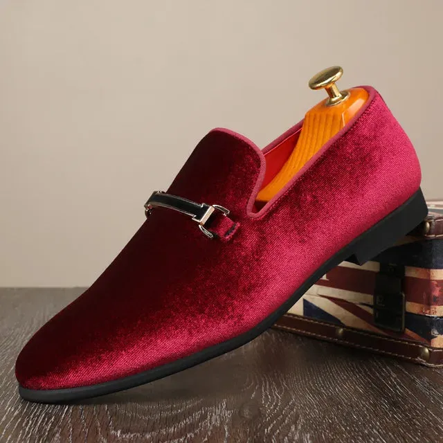 Suede Velvet with Appliques Loafers