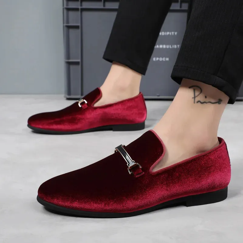 Suede Velvet with Appliques Loafers