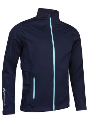 SUNDERLAND Whisperdry Pro-Lite Waterproof Golf Jacket - Mens - Navy / Aqua