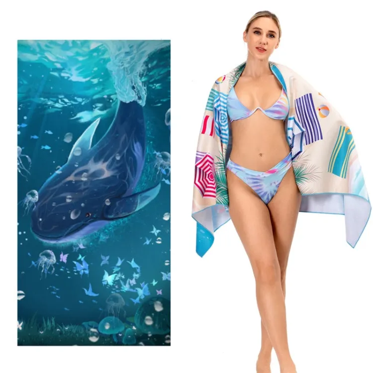 SY004 Resort Seaside Portable Diving Printed Microfiber Beach Towel(Beautiful Underwater)