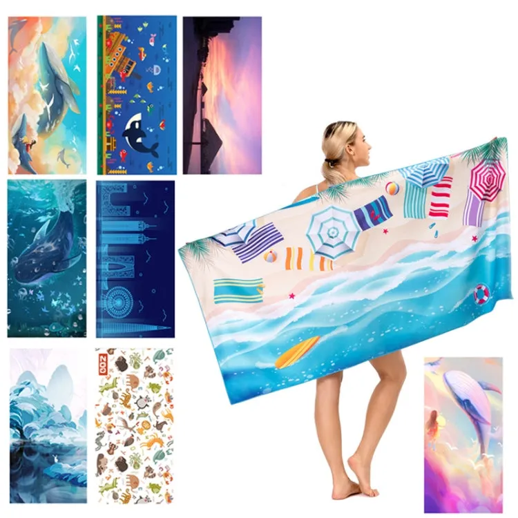 SY004 Resort Seaside Portable Diving Printed Microfiber Beach Towel(Beautiful Underwater)