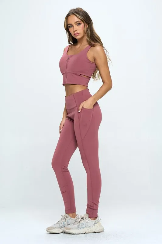 TEEK - Zip Up Crop Sports Tank Top Set