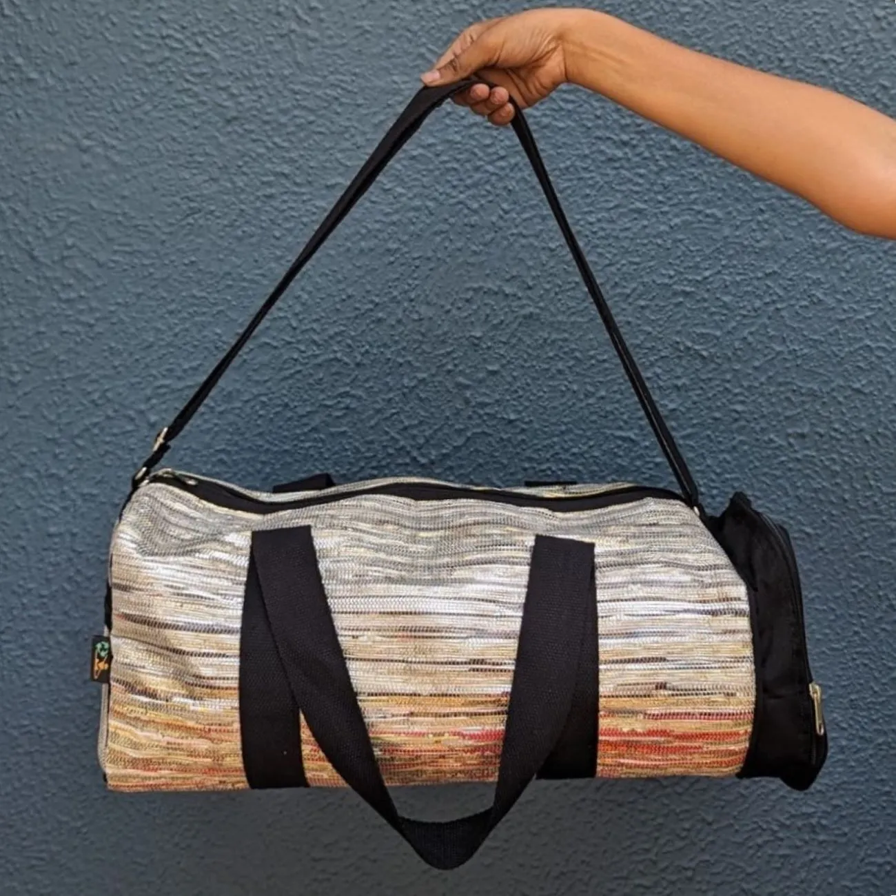 Upcycled Handwoven Gym Duffle Weekender Bag (GDB0424-006)