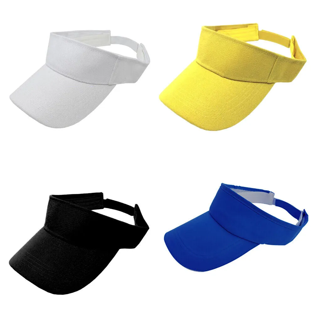 US 4-8 Pack Unisex Sport Sun Visor Adjustable Cap Hat Golf Tennis Outdoor Solid