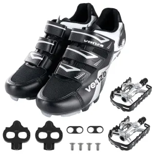 Venzo Men's Mountain Bike Bicycle Cycling Shoes with Multi-Function Clip-less Pedal & Cleat - Compatible with Shimano SPD & Crankbrother Systems - 14.5 US Men