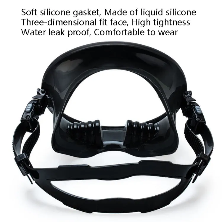 WAVE Panoramic Wide Field Of Vision Diving Goggles Anti-Fog And Waterproof Snorkeling Tempered Glass Mask, Size: One Size(Black)