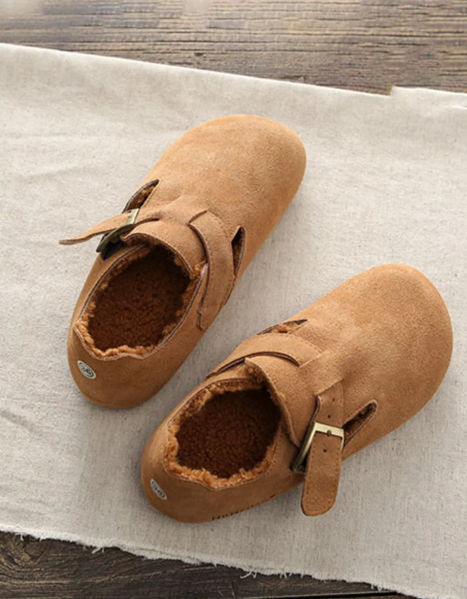 Winter Autumn Round Toe Suede Flat Shoes with Fur