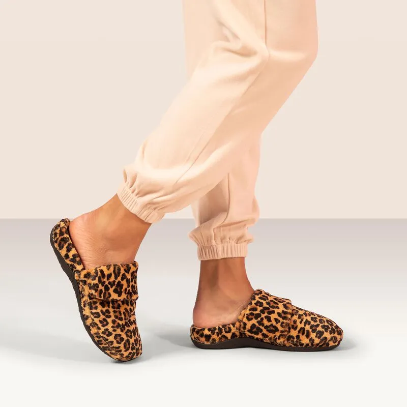 Women's Aetrex Mandy Closed Toe Slipper Color: Leopard