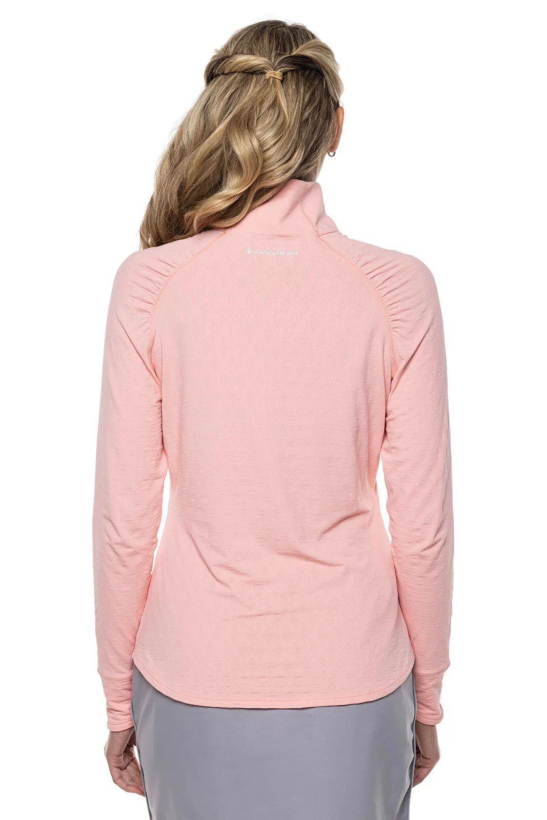 Women's Arabella Golf Quarter-Zip  |  Peachy Pink Diamond Jacquard