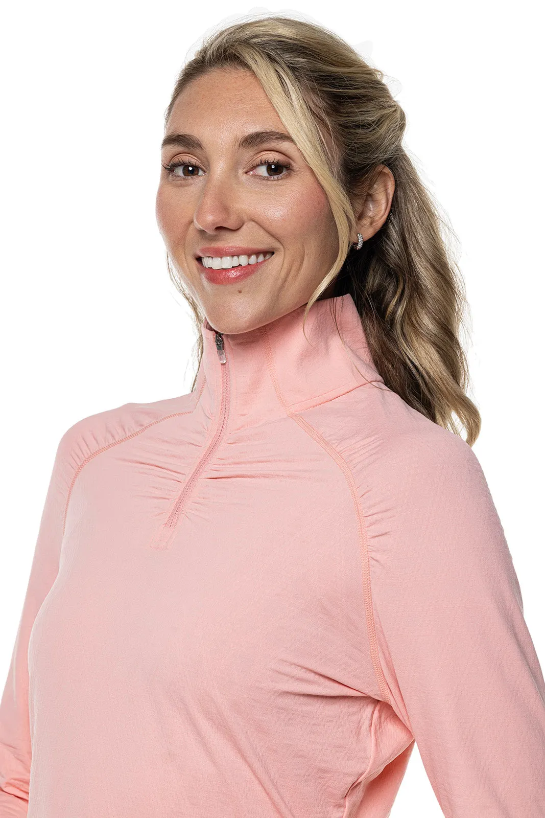 Women's Arabella Golf Quarter-Zip  |  Peachy Pink Diamond Jacquard