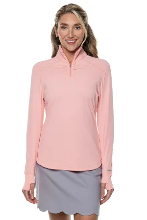 Women's Arabella Golf Quarter-Zip  |  Peachy Pink Diamond Jacquard