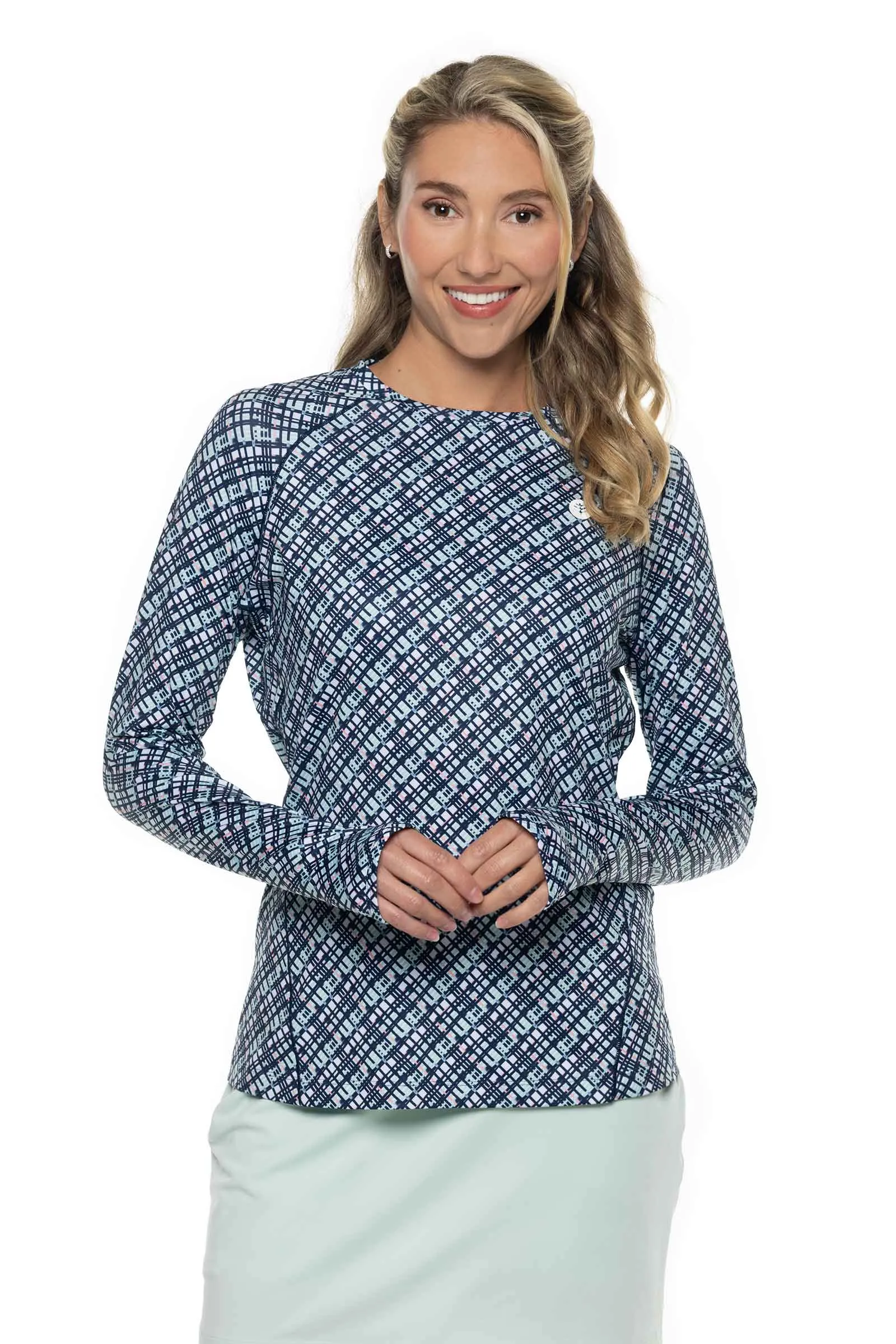 Women's Devi Long Sleeve Fitness T-Shirt  |  Navy Gulf Stream Stripe