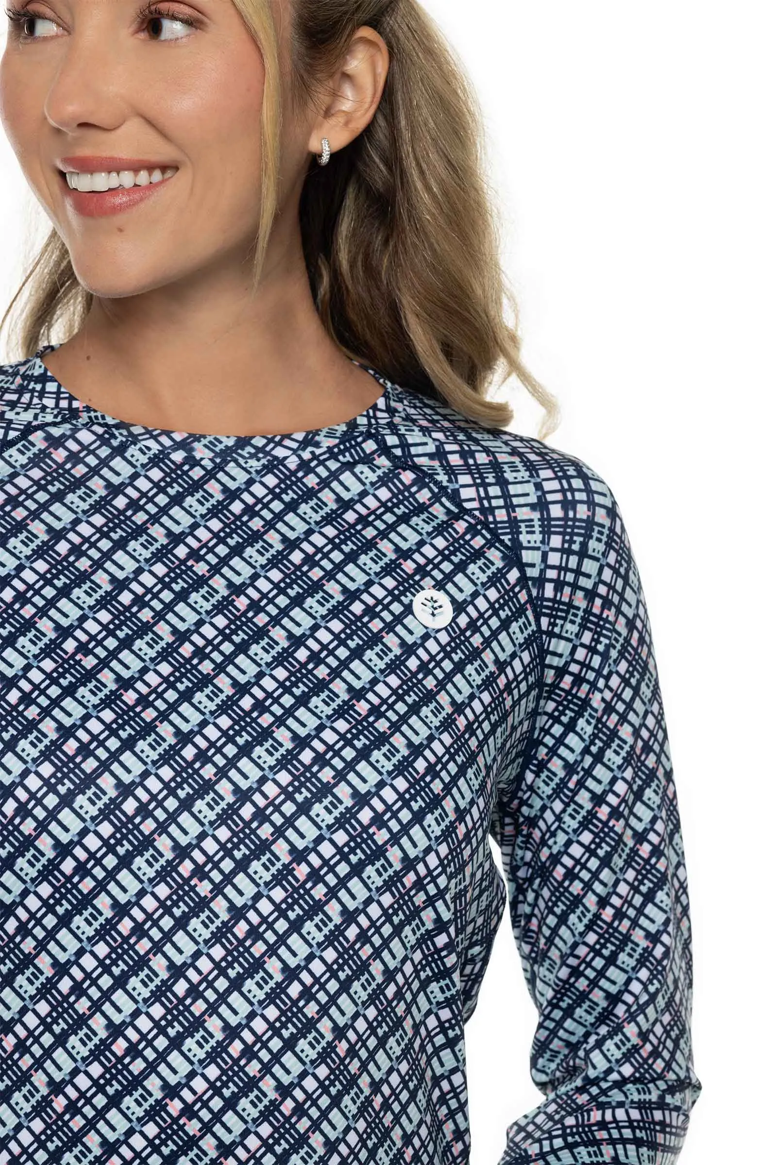 Women's Devi Long Sleeve Fitness T-Shirt  |  Navy Gulf Stream Stripe