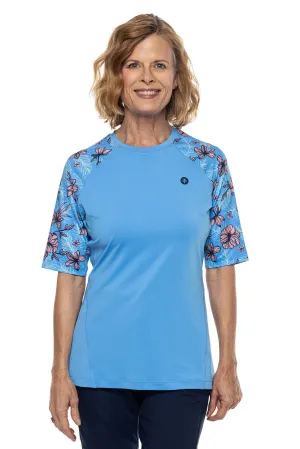 Women's Devi Short Sleeve Fitness T-Shirt  |  Clear Sky Blue TROPICAL DAZE