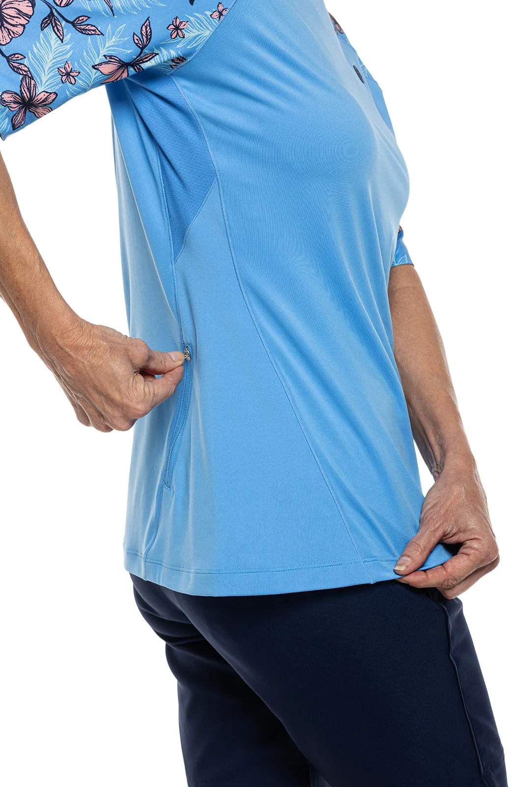 Women's Devi Short Sleeve Fitness T-Shirt  |  Clear Sky Blue TROPICAL DAZE