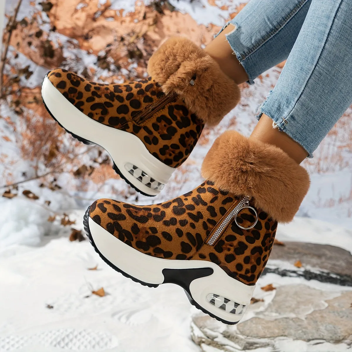 Women's Platform Wedges Ankle Boots, Casual Push Lined Side Zipper Short Boots, Warm & Comfortable Winter Shoes