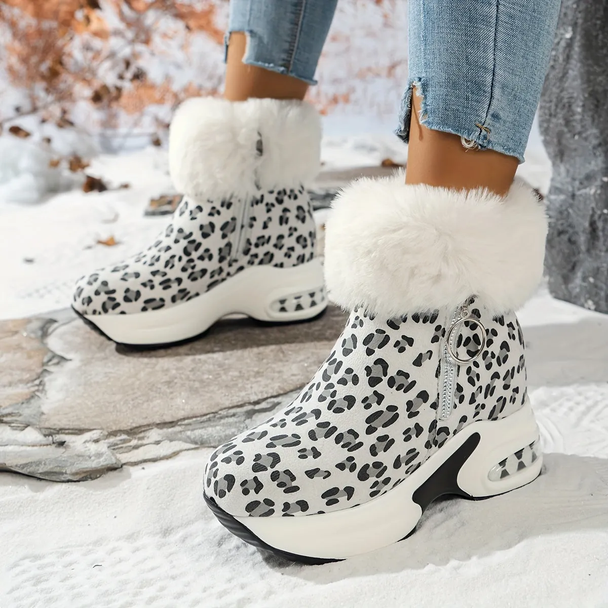 Women's Platform Wedges Ankle Boots, Casual Push Lined Side Zipper Short Boots, Warm & Comfortable Winter Shoes