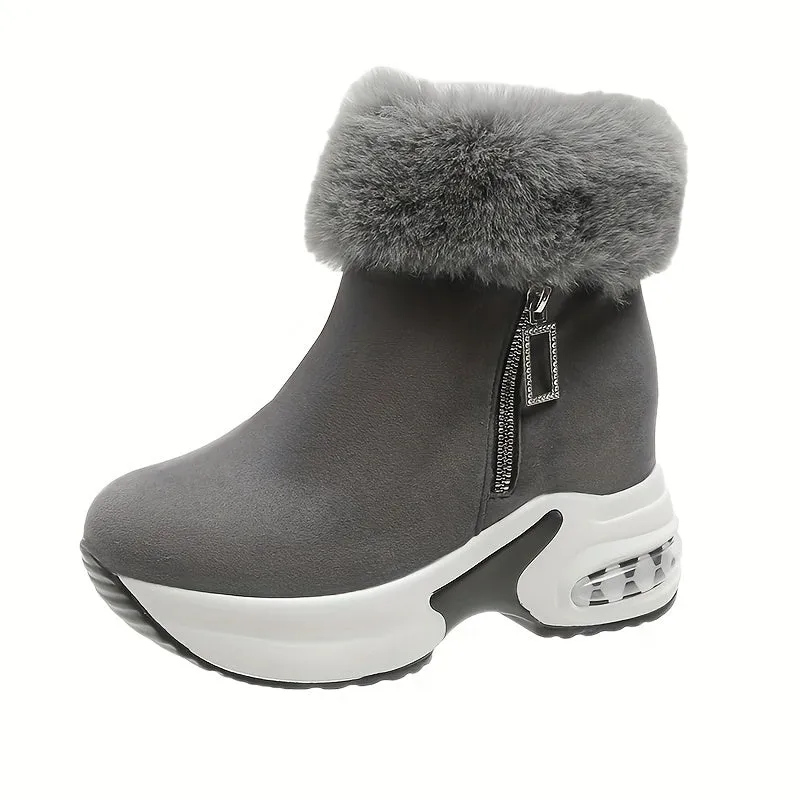 Women's Platform Wedges Ankle Boots, Casual Push Lined Side Zipper Short Boots, Warm & Comfortable Winter Shoes