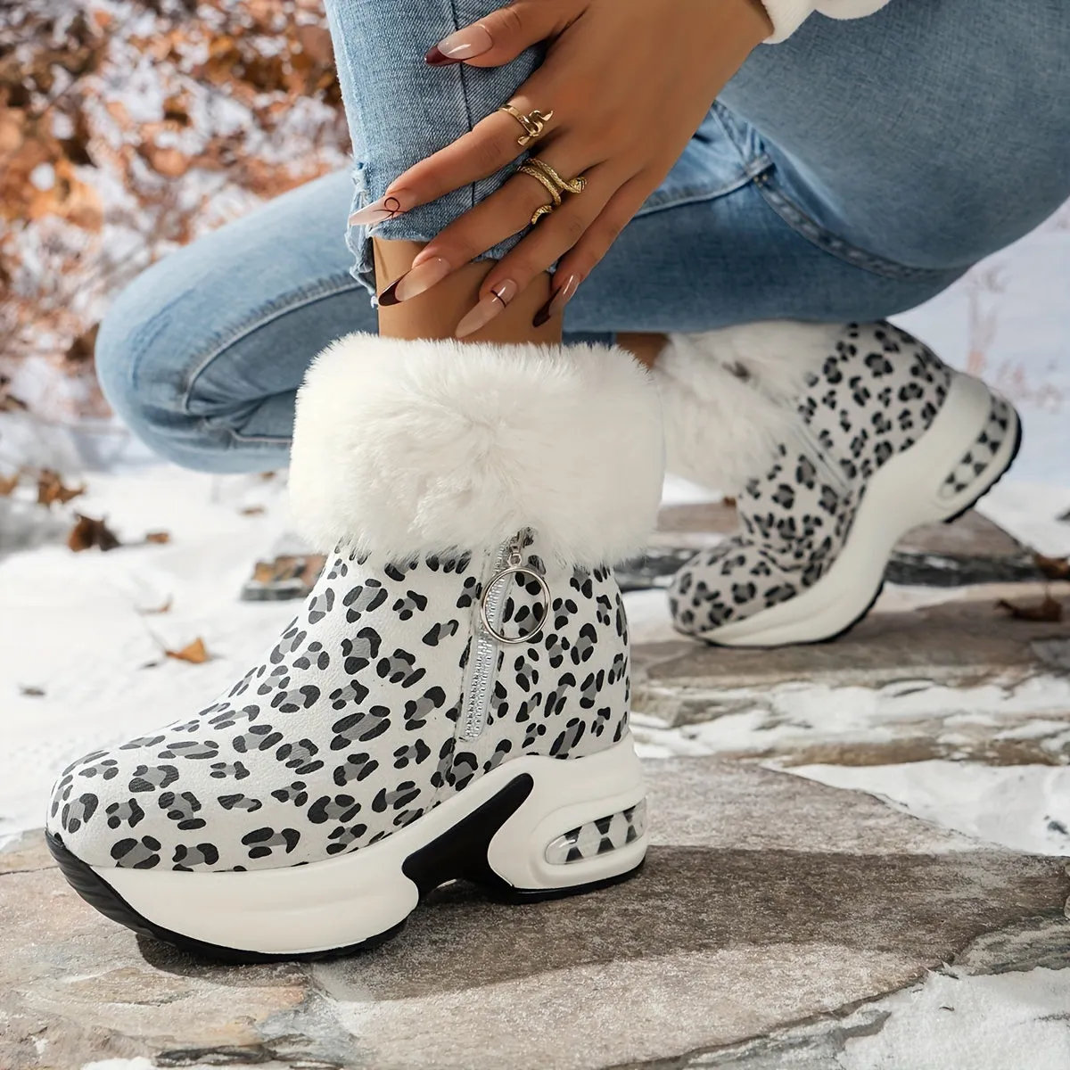 Women's Platform Wedges Ankle Boots, Casual Push Lined Side Zipper Short Boots, Warm & Comfortable Winter Shoes