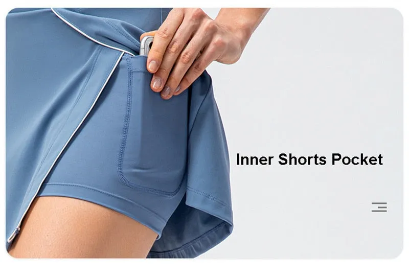 Women's Skirts Solid Tennis Golf Netball Skort Fitness Shorts Athletic Running Gym Sport Skorts Pocket Mini Skirts