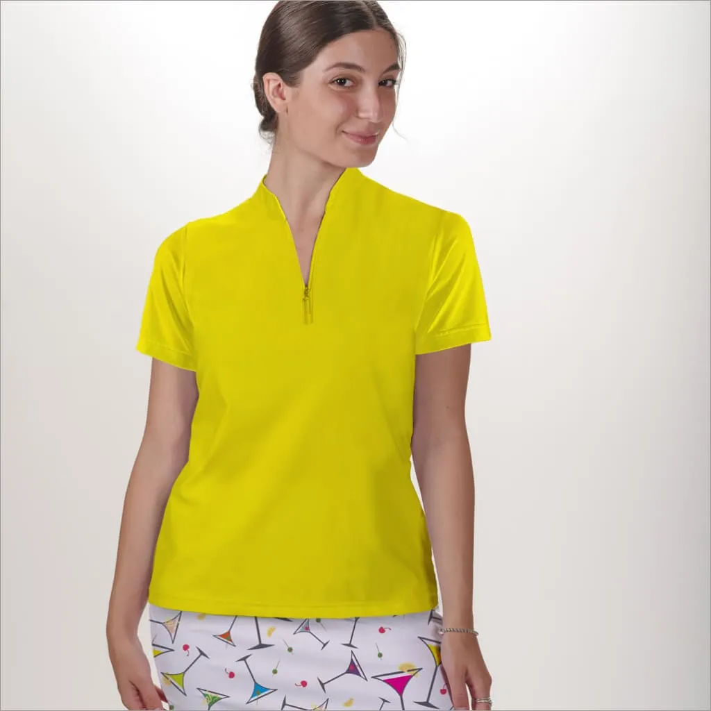 YELLOW POLO QUARTER ZIP TOP